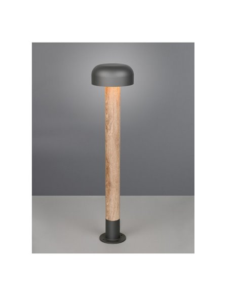 Poste para exterior FRASER 84cm alto, aluminio fundido imitación madera bombilla excl. 1x E27 max. 10W IP44