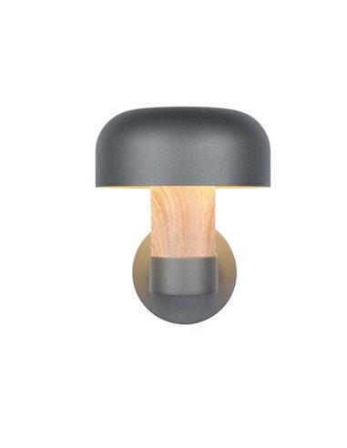 Aplique de pared exterior FRASER aluminio fundido imitación madera, bombilla excl. 1x E27 max. 10W IP44