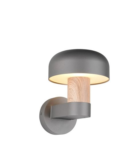 Aplique de pared exterior FRASER aluminio fundido imitación madera, bombilla excl. 1x E27 max. 10W IP44