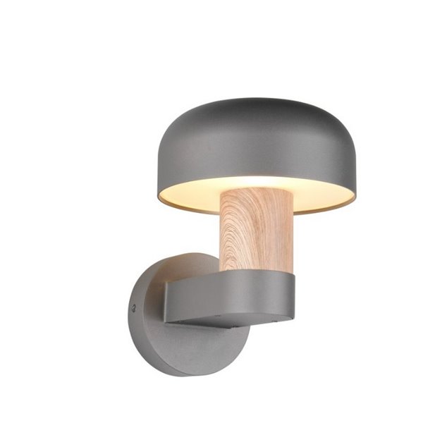 Aplique de pared exterior FRASER aluminio fundido imitación madera, bombilla excl. 1x E27 max. 10W IP44