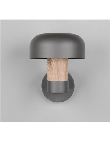 Aplique de pared exterior FRASER aluminio fundido imitación madera, bombilla excl. 1x E27 max. 10W IP44