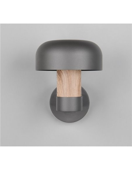 Aplique de pared exterior FRASER aluminio fundido imitación madera, bombilla excl. 1x E27 max. 10W IP44