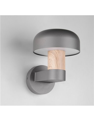 Aplique de pared exterior FRASER aluminio fundido imitación madera, bombilla excl. 1x E27 max. 10W IP44