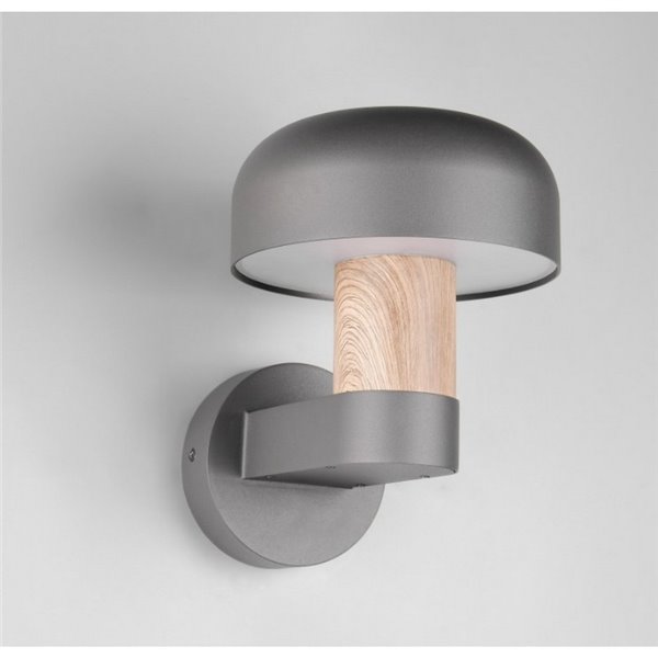 Aplique de pared exterior FRASER aluminio fundido imitación madera, bombilla excl. 1x E27 max. 10W IP44