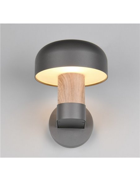 Aplique de pared exterior FRASER aluminio fundido imitación madera, bombilla excl. 1x E27 max. 10W IP44