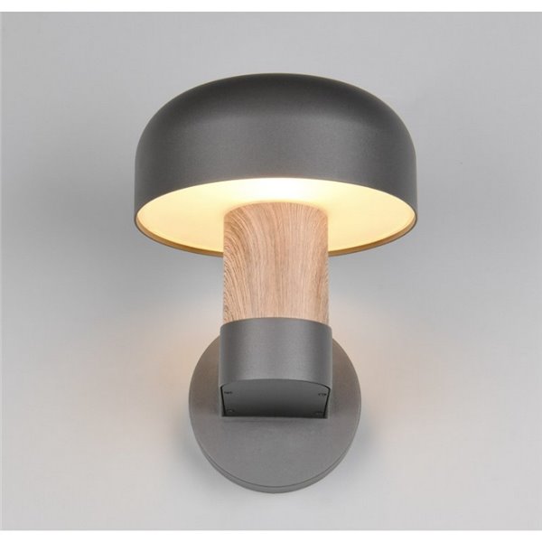 Aplique de pared exterior FRASER aluminio fundido imitación madera, bombilla excl. 1x E27 max. 10W IP44