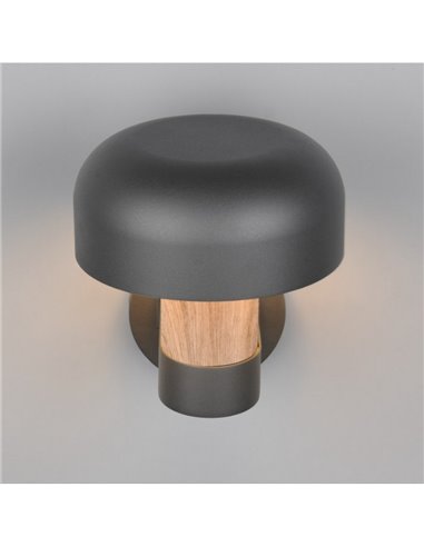 Aplique de pared exterior FRASER aluminio fundido imitación madera, bombilla excl. 1x E27 max. 10W IP44