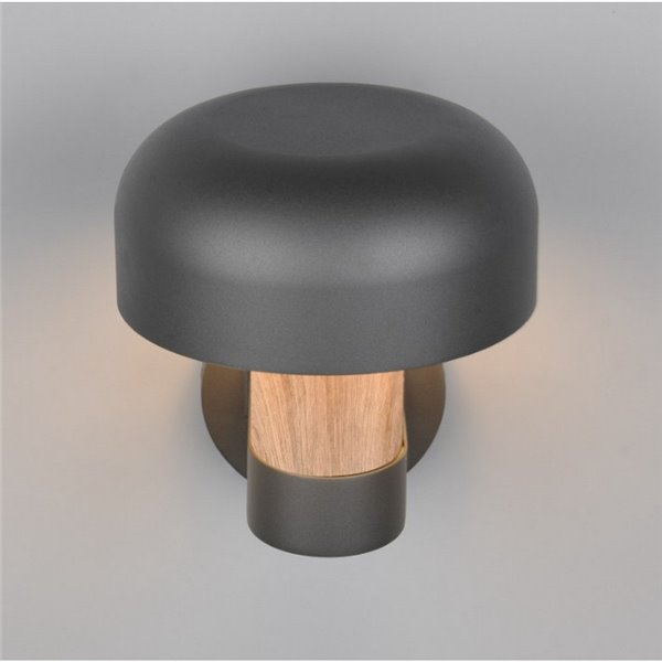 Aplique de pared exterior FRASER aluminio fundido imitación madera, bombilla excl. 1x E27 max. 10W IP44