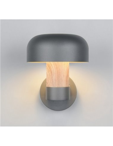 Aplique de pared exterior FRASER aluminio fundido imitación madera, bombilla excl. 1x E27 max. 10W IP44