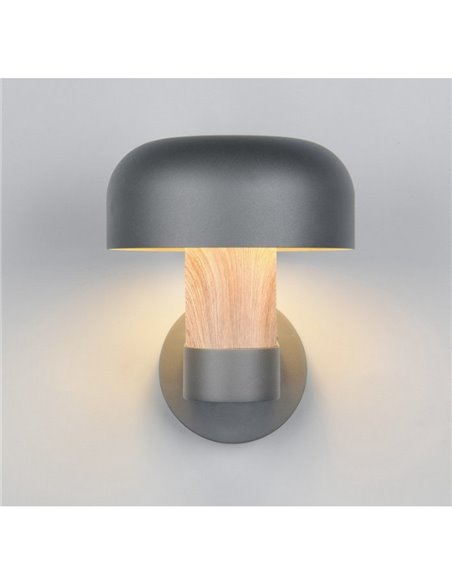 Aplique de pared exterior FRASER aluminio fundido imitación madera, bombilla excl. 1x E27 max. 10W IP44