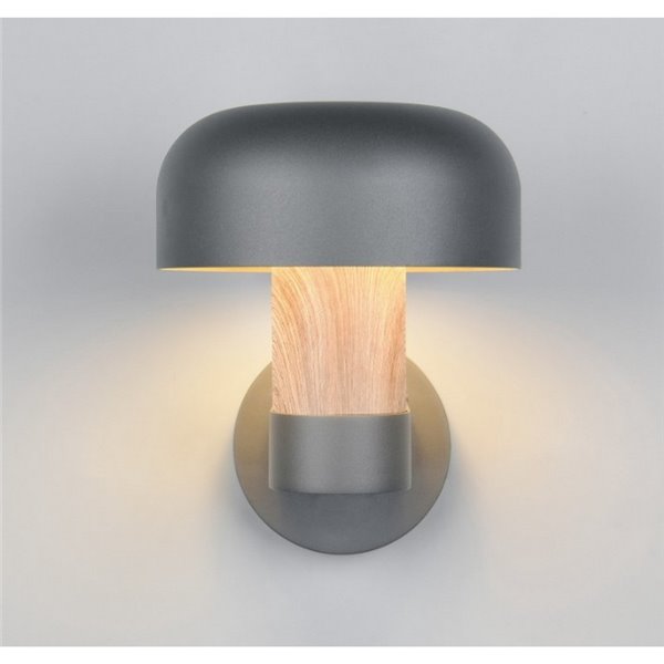 Aplique de pared exterior FRASER aluminio fundido imitación madera, bombilla excl. 1x E27 max. 10W IP44