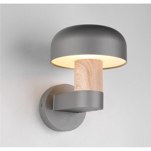 Aplique de pared exterior FRASER aluminio fundido imitación madera, bombilla excl. 1x E27 max. 10W IP44