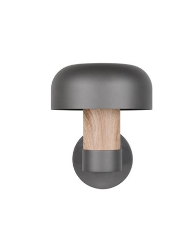 Aplique de pared exterior FRASER aluminio fundido imitación madera, bombilla excl. 1x E27 max. 10W IP44