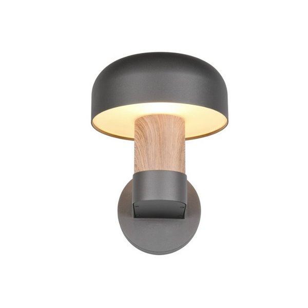 Aplique de pared exterior FRASER aluminio fundido imitación madera, bombilla excl. 1x E27 max. 10W IP44