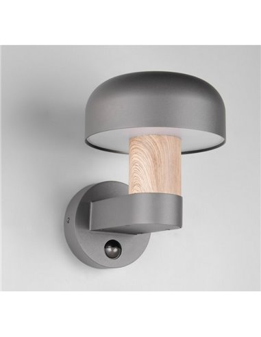 Aplique de pared exterior FRASER sensor de movimiento, bombilla excl. 1x E27 max. 10W IP44 imitación madera