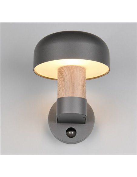 Applique murale d'extérieur FRASER avec détecteur de mouvement, ampoule exclue. 1x E27 max. 10W IP44 imitation bois