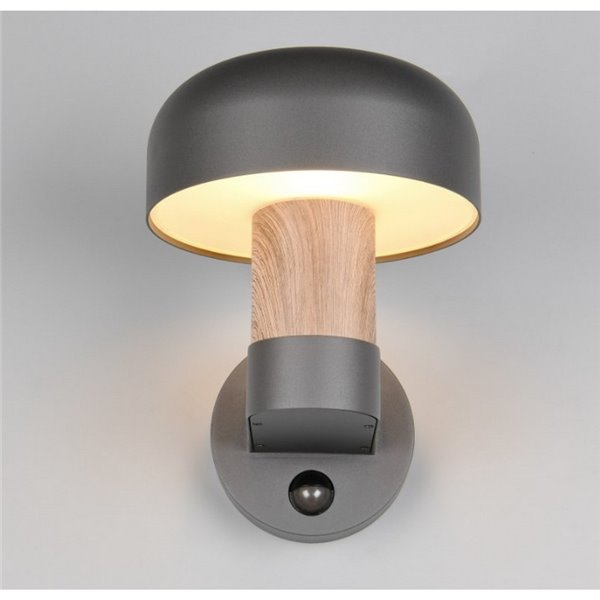 Aplique de pared exterior FRASER sensor de movimiento, bombilla excl. 1x E27 max. 10W IP44 imitación madera