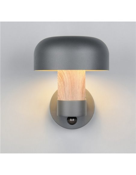 Aplique de pared exterior FRASER sensor de movimiento, bombilla excl. 1x E27 max. 10W IP44 imitación madera