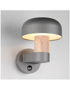 Aplique de pared exterior FRASER sensor de movimiento, bombilla excl. 1x E27 max. 10W IP44 imitación madera 2