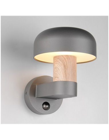 Aplique de pared exterior FRASER sensor de movimiento, bombilla excl. 1x E27 max. 10W IP44 imitación madera