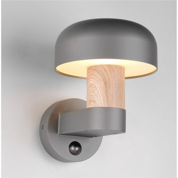 Applique murale d'extérieur FRASER avec détecteur de mouvement, ampoule exclue. 1x E27 max. 10W IP44 imitation bois