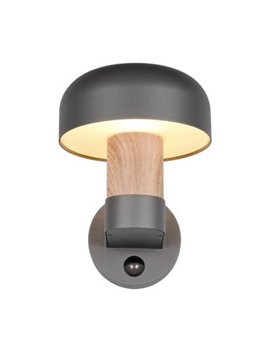 Aplique de pared exterior FRASER sensor de movimiento, bombilla excl. 1x E27 max. 10W IP44 imitación madera