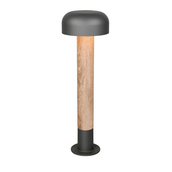 Poste para exterior FRASER 54cm alto, aluminio fundido imitación madera bombilla excl. 1x E27 max. 10W IP44