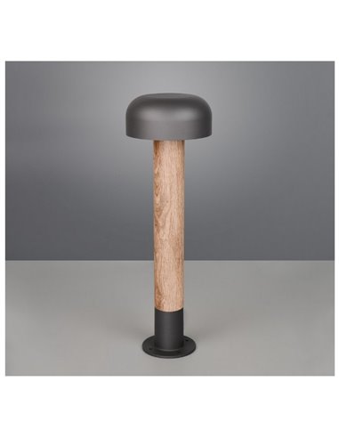 Poteau extérieur FRASER, hauteur 54 cm, fonte d'aluminium, effet bois, ampoule exclue. 1x E27 max. 10 W IP44