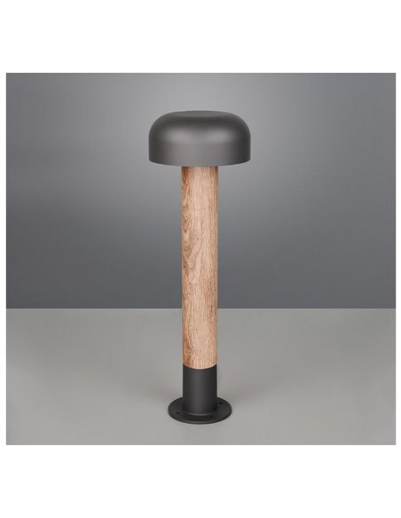 Poste para exterior FRASER 54cm alto, aluminio fundido imitación madera bombilla excl. 1x E27 max. 10W IP44