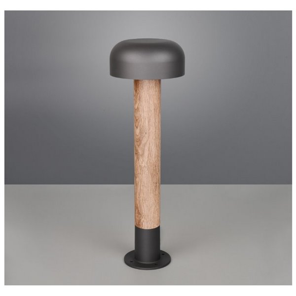 Poste para exterior FRASER 54cm alto, aluminio fundido imitación madera bombilla excl. 1x E27 max. 10W IP44
