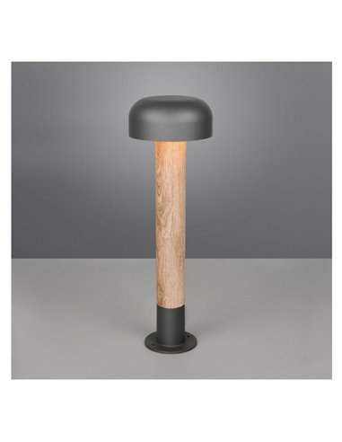 Poste para exterior FRASER 54cm alto, aluminio fundido imitación madera bombilla excl. 1x E27 max. 10W IP44