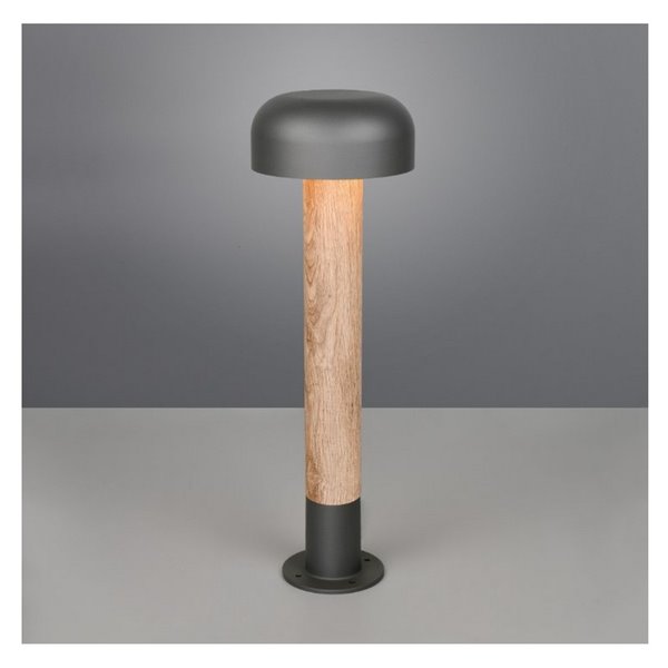 Poste para exterior FRASER 54cm alto, aluminio fundido imitación madera bombilla excl. 1x E27 max. 10W IP44