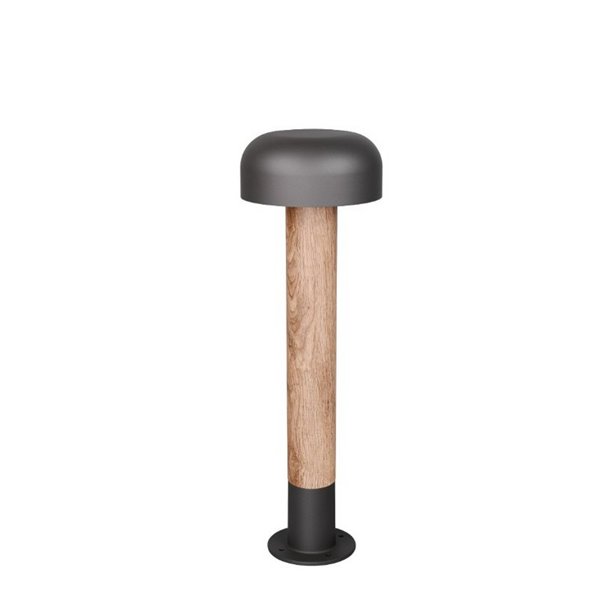 Poste para exterior FRASER 54cm alto, aluminio fundido imitación madera bombilla excl. 1x E27 max. 10W IP44