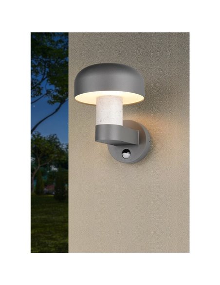 Aplique de pared exterior FRASER aluminio fundido imitación cemento, bombilla excl. 1x E27 max. 10W IP44