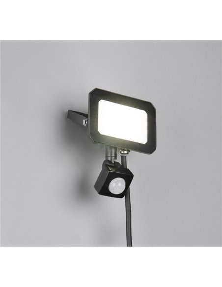 Proyector LED FUNCHAL 20W orientable para exterior 12x14cm con sensor de movimiento 1800lm, 4000K IP44