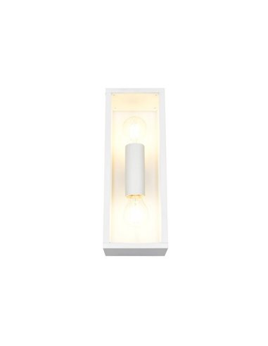 Luminária de parede externa GARONNE de 2 luzes, alongada e retangular, lâmpada excl. 2x E27 máx. 10W IP44 Branco