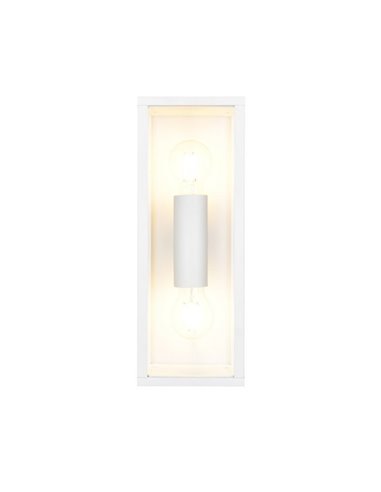 Luminária de parede externa GARONNE de 2 luzes, alongada e retangular, lâmpada excl. 2x E27 máx. 10W IP44 Branco
