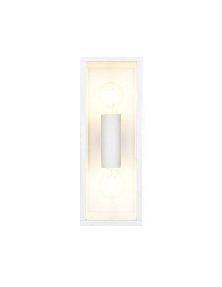 Applique d'extérieur GARONNE 2 lumières, allongée et rectangulaire, ampoule exclue. 2x E27 max. 10W IP44 Blanc