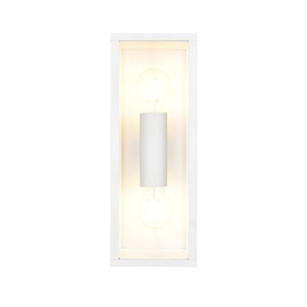 Applique d'extérieur GARONNE 2 lumières, allongée et rectangulaire, ampoule exclue. 2x E27 max. 10W IP44 Blanc