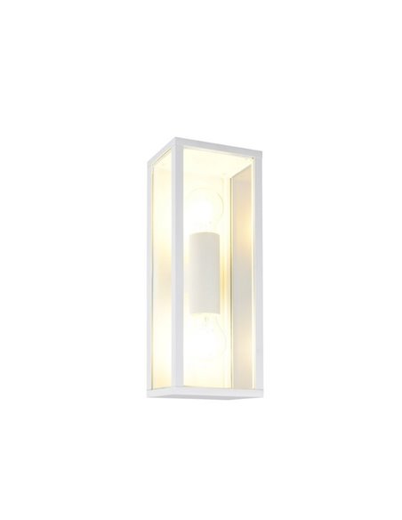 Aplique para exterior GARONNE 2 luces, alargado y rectangular bombilla excl. 2x E27 max. 10W IP44 Blanco