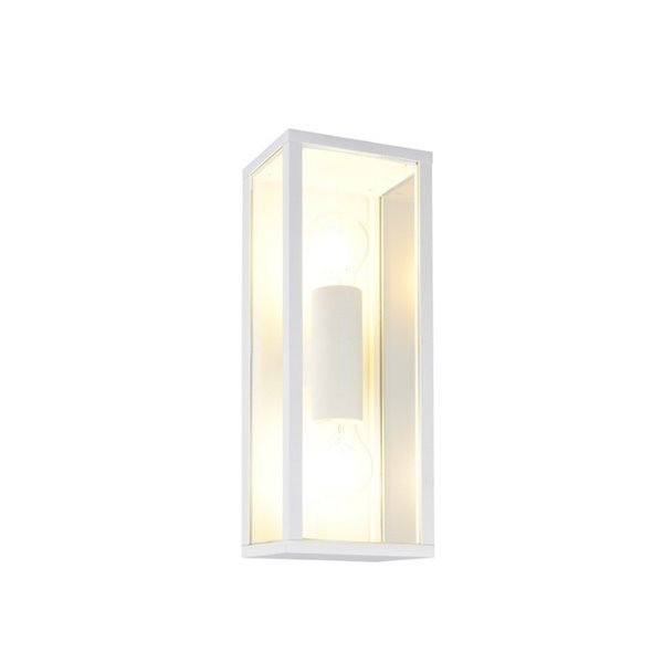 Applique d'extérieur GARONNE 2 lumières, allongée et rectangulaire, ampoule exclue. 2x E27 max. 10W IP44 Blanc