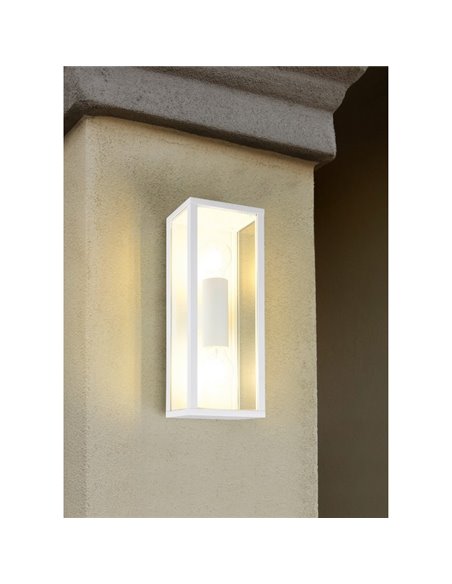 Applique d'extérieur GARONNE 2 lumières, allongée et rectangulaire, ampoule exclue. 2x E27 max. 10W IP44 Blanc
