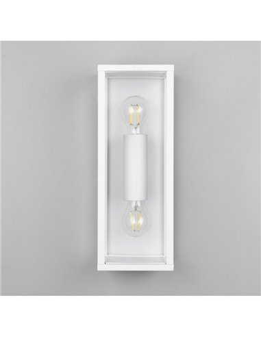 Applique d'extérieur GARONNE 2 lumières, allongée et rectangulaire, ampoule exclue. 2x E27 max. 10W IP44 Blanc