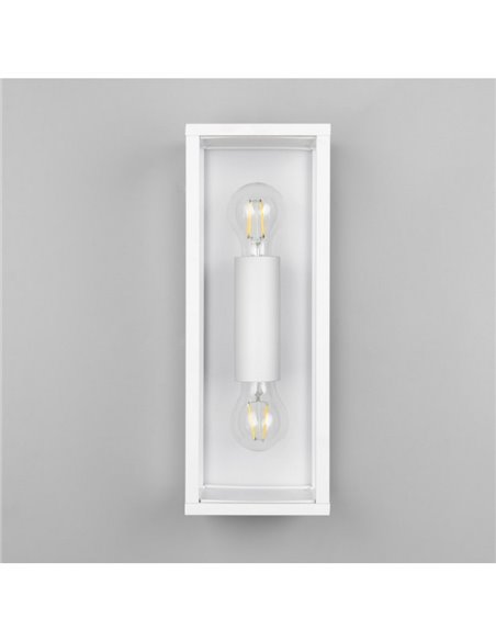 Aplique para exterior GARONNE 2 luces, alargado y rectangular bombilla excl. 2x E27 max. 10W IP44 Blanco