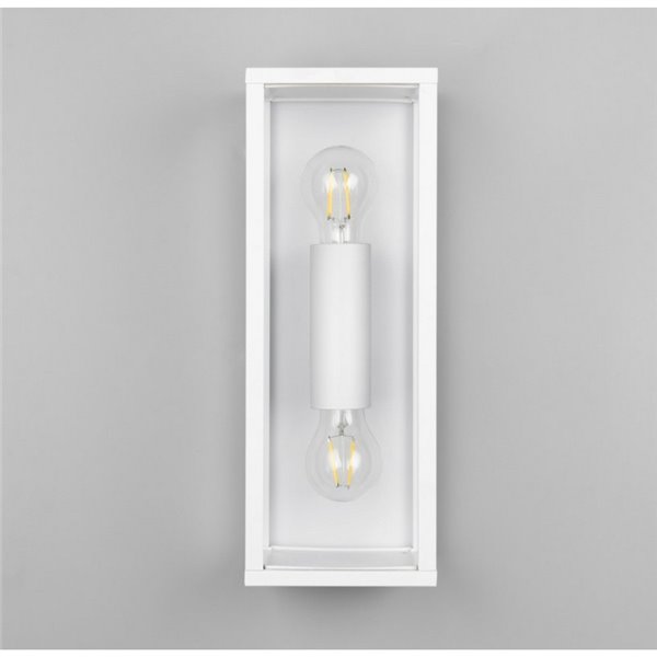 Applique d'extérieur GARONNE 2 lumières, allongée et rectangulaire, ampoule exclue. 2x E27 max. 10W IP44 Blanc