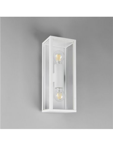 Applique d'extérieur GARONNE 2 lumières, allongée et rectangulaire, ampoule exclue. 2x E27 max. 10W IP44 Blanc