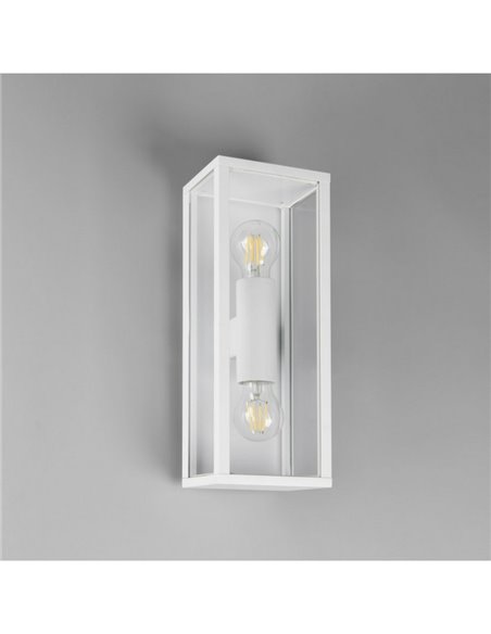 Aplique para exterior GARONNE 2 luces, alargado y rectangular bombilla excl. 2x E27 max. 10W IP44 Blanco