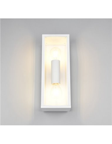 Applique d'extérieur GARONNE 2 lumières, allongée et rectangulaire, ampoule exclue. 2x E27 max. 10W IP44 Blanc
