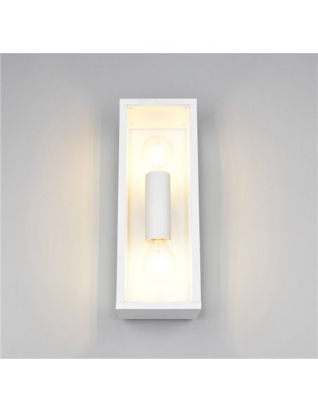 Aplique para exterior GARONNE 2 luces, alargado y rectangular bombilla excl. 2x E27 max. 10W IP44 Blanco