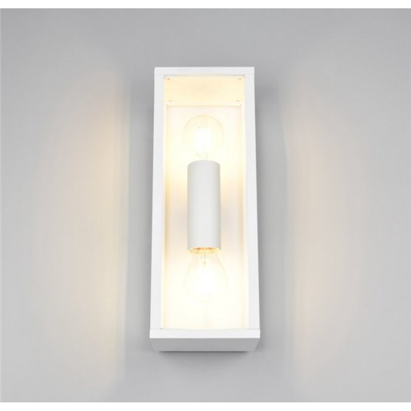 Applique d'extérieur GARONNE 2 lumières, allongée et rectangulaire, ampoule exclue. 2x E27 max. 10W IP44 Blanc